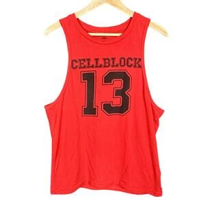 Cellblock 13 Cell Block Men's Red Logo College Varsity Muscle Logo Tank Top SM